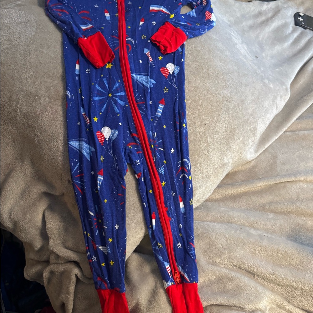 Little Sleepies Blue and Red Rocket Pop Firework Footies